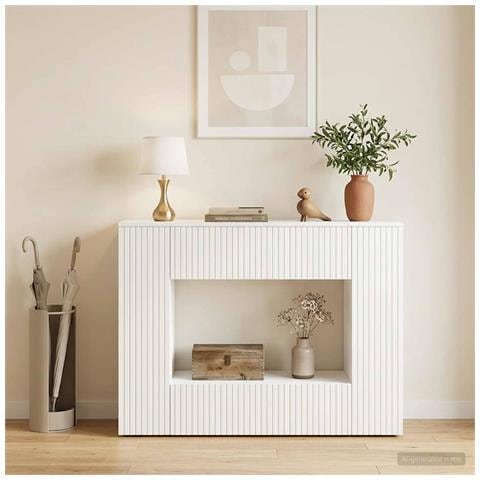 Tavolo consolle Rigato Bianco Lucido 101 x 29 x 74 cm - Foto 2