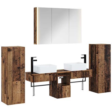 Set di mobili per il bagno 6 pcs Legno antico - Foto 1