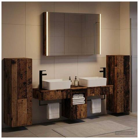 Set di mobili per il bagno 6 pcs Legno antico - Foto 2