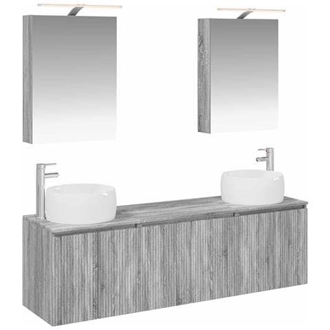 Set di Armadi da Bagno 5 pcs Sonoma grigio Legno ingegnerizzato - Foto 1