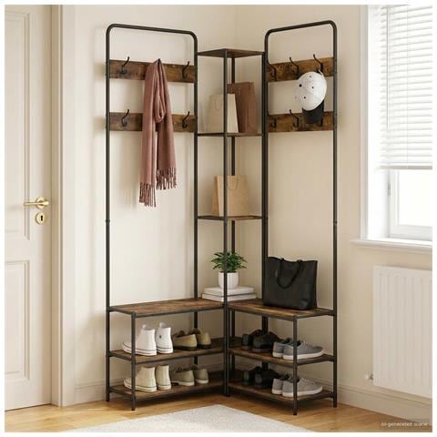 Appendiabiti con panca per scarpe Rovere Fumo - Foto 2