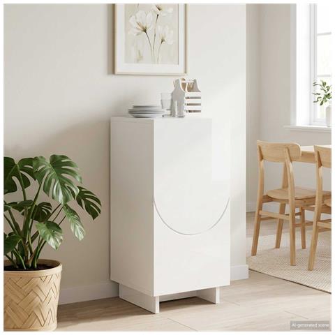 Credenza Bianco Lucido 33,5 x 34,5 x 75 cm Legno ingegnerizzato - Foto 2
