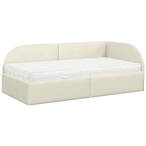 Struttura Letto Angolare con Materasso 2 pz Crema Velluto - Foto 10