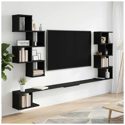 Mensola per TV da muro Rovere Nero 200 x 15 x 94 cm - Foto 2