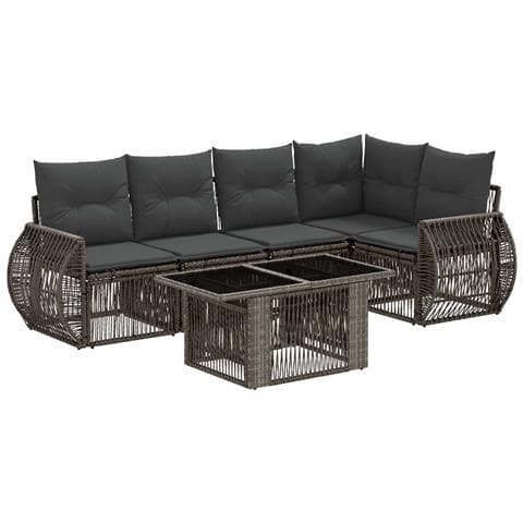 Set Divano da Giardino 6 pz Grigio e Grigio Scuro polyrattan - Foto 1