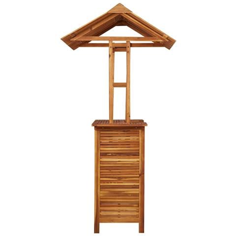 Tavolo Bar Esterno con Tetto 113x106x217cm Massello di Acacia - Foto 2
