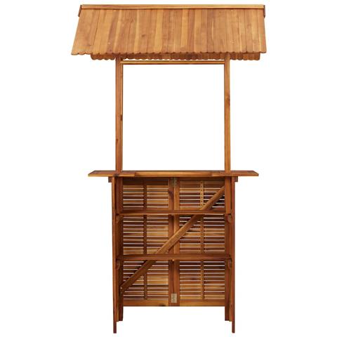 Tavolo Bar Esterno con Tetto 113x106x217cm Massello di Acacia - Foto 9
