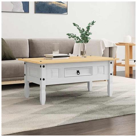 Tavolino Caffé Pino Messicano Corona Range Bianco 100x55x44 cm - Foto 9