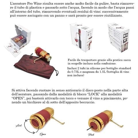 Pro Wine - Aeratore Ossigenatore Elettronico Vino Professionale, Decantatore Da Vino Ottimo Regalo, Erogatore Rapido 2 Tubi Inclusi 0.75l E Magnum 1.5l, Pompa Elettrica Per Bianchi Rossi E Liquorosi - Foto 2