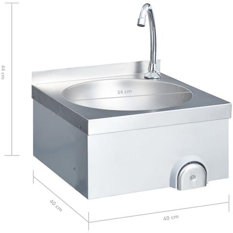 Lavandino Con Rubinetto E Dispenser Sapone In Acciaio Inox - Foto 2