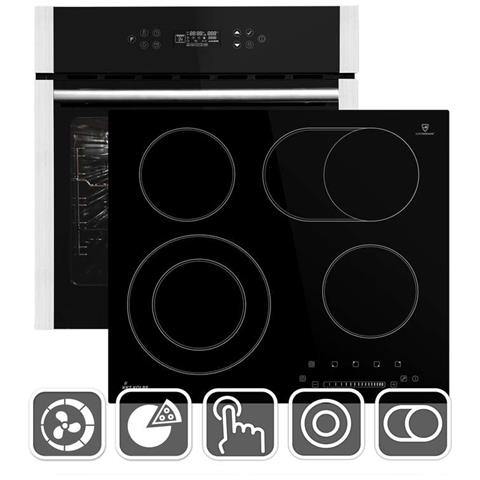 KKT KOLBE Forno Elettrico da Incasso EB8313ED Capacità 70 L Multifunzione Ventilato Colore Nero/ Argento + Piano Cottura KFS59RL Elettrico 4 Zone