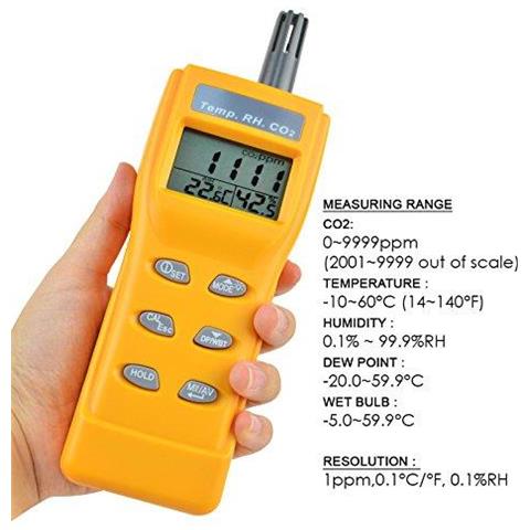 Indoor Air Quality 9999ppm Digital Anidride Carbonica Umidit Di Temperatura Di Ndir Sensore Iaq Co2 Monitor Wb Dp Tester - Foto 4