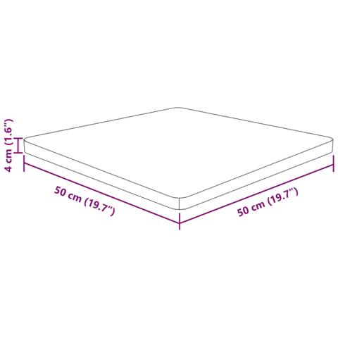 Piano Tavolo Quadrato 50x50x4 Cm Massello Rovere Non Trattato - Foto 2