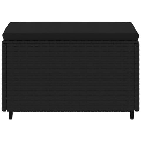 Poggiapiedi Da Giardino Con Cuscini In Polyrattan Nero - Foto 2