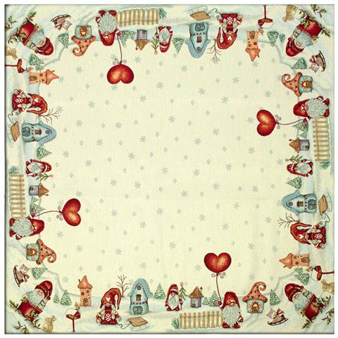 Tovaglia Natale Centrino Runner Tavolo Centrotavola Gnomo Fiocco Neve 100x100 Gnomo Fiocco Neve - Foto 1