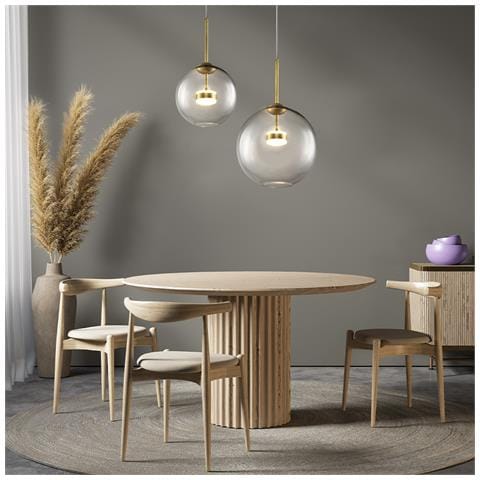 Lampadario A Sospensione Moderno Cometa Metallo Oro Vetro 1 Luce Led 12w - Foto 2