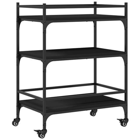 Carrello Da Cucina Nero 65x40x86,5 Cm In Legno Multistrato - Foto 2