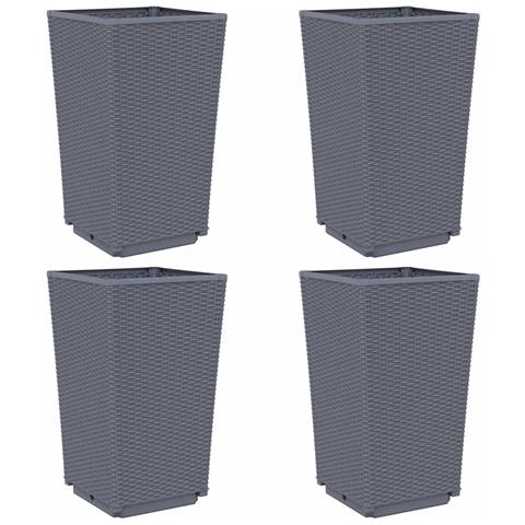 Fioriere Da Giardino 4 Pz Grigie 32,5x32,5x57 Cm In Pp - Foto 2