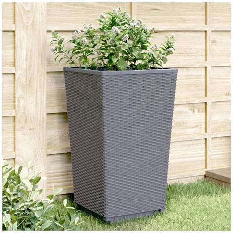 Fioriere Da Giardino 4 Pz Grigie 32,5x32,5x57 Cm In Pp - Foto 1