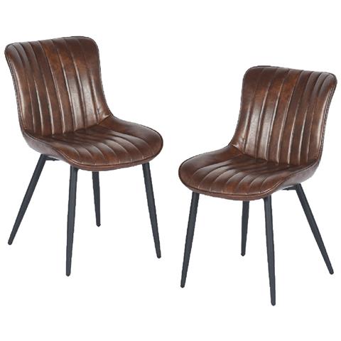 Set 2 Sedie Da Pranzo In Ecopelle Marrone Ergonomica Poltrone Sedie Ufficio Casa - Foto 1