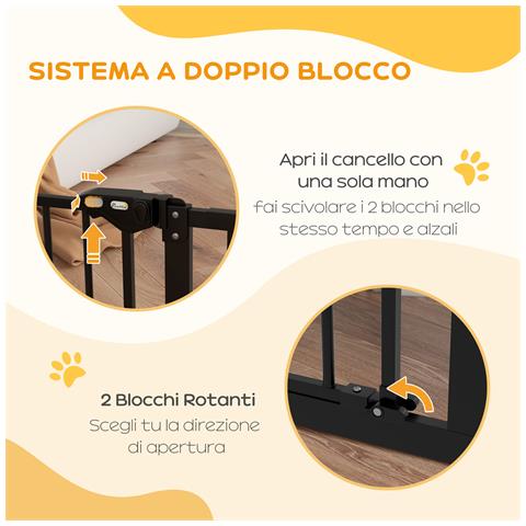 Cancellino Per Cani Regolabile Fino A 100 Cm Senza Viti Con 2 Estensioni E Altezza 72 Cm, Nero - Foto 1