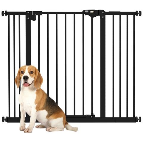 Cancellino Per Cani Regolabile Fino A 100 Cm Senza Viti Con 2 Estensioni E Altezza 72 Cm, Nero - Foto 2