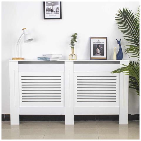 Copritermosifone in Legno MDF 152x19x82cm Copertura Radiatore Calorifero Bianco - Foto 2