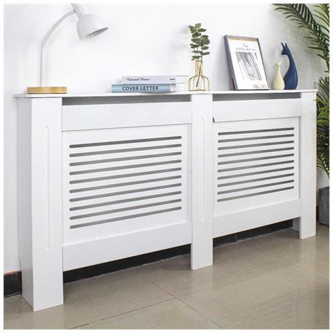 Copritermosifone in Legno MDF 152x19x82cm Copertura Radiatore Calorifero Bianco - Foto 1