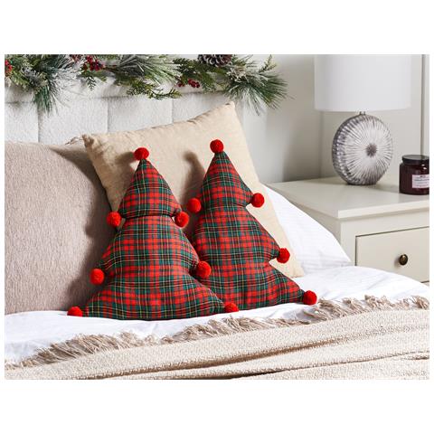 Set Di 2 Cuscini Treat 35 X 30 Cm Trama Gingham Verde - Foto 1