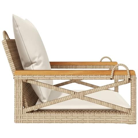 Panchina a Dondolo con Cuscini Beige 63x62x40 cm in Polyrattan - Foto 2