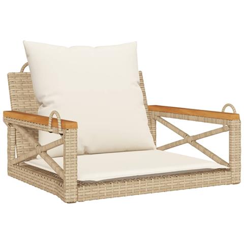 Panchina a Dondolo con Cuscini Beige 63x62x40 cm in Polyrattan - Foto 1