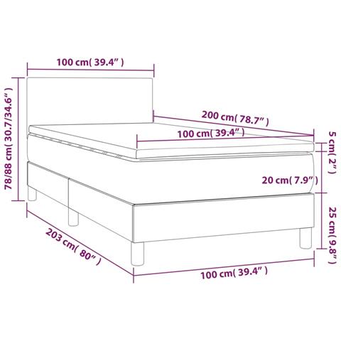 Letto a Molle con Materasso e LED Blu Scuro 100x200 cm - Foto 8