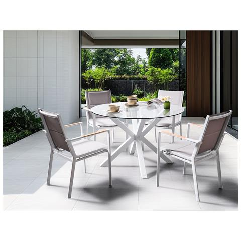 Set Da Pranzo Da Giardino 4 Posti Maletto /busseto Metallo Bianco - Foto 1