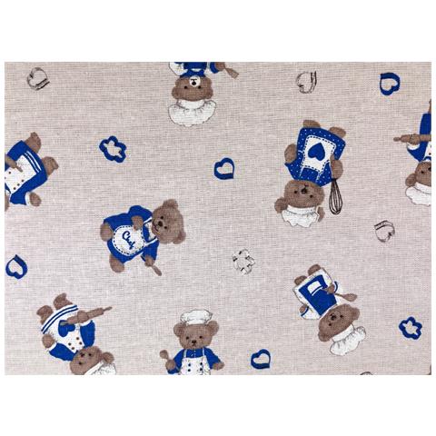 Tovaglia Per Salotto Cucina Tavolo 100% Cotone Made In Italy Orsetto Chef 140x360 Blu - Foto 2