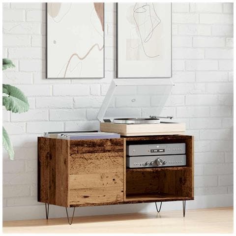 Mobile Porta Dischi Legno Antico 84,5x38x48cm Legno Multistrato - Foto 3