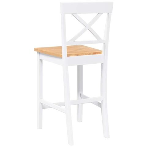 Sgabelli Da Bar 2 Pz Bianchi In Legno Massello Di Hevea - Foto 2