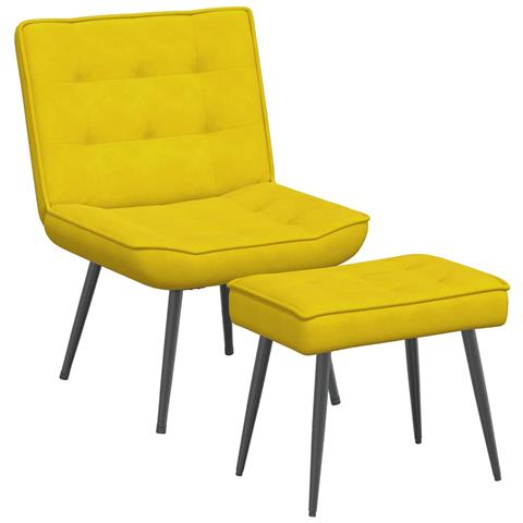 Poltrona Relax Con Poggiapiedi Giallo In Velluto - Foto 2