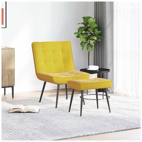 Poltrona Relax Con Poggiapiedi Giallo In Velluto - Foto 3