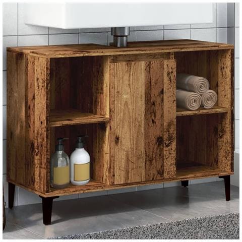 Mobile Lavabo Legno Antico 80x33x60 Cm In Legno Multistrato - Foto 1