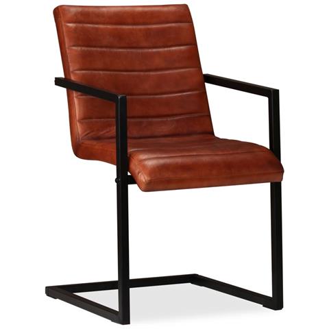 Lusso Casadino - Sedie Da Pranzo 4 Pz Marroni In Vera Pelle - Foto 1