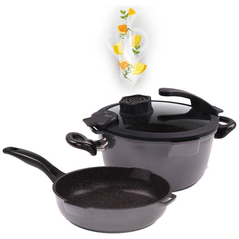 Smell Well - Set Di 4 Padella E Pentola, Ø Ca. 24 Cm, Con Coperchio In Vetro Multifunzione E Cartuccia Smell Well, Incl. Set Di Ricarica - Foto 2