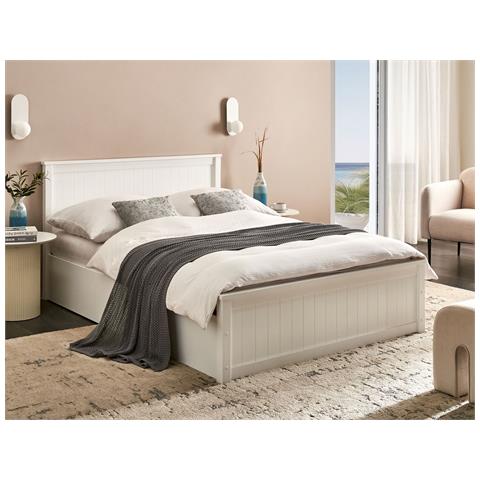 Letto Contenitore Legno Di Pino Lambres 140 X 200 Cm Bianco - Foto 1