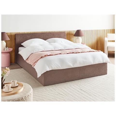 Letto Contenitore Bouclé Orbey 180 X 200 Cm Marrone - Foto 1