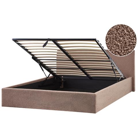 Letto Contenitore Bouclé Orbey 180 X 200 Cm Marrone - Foto 2