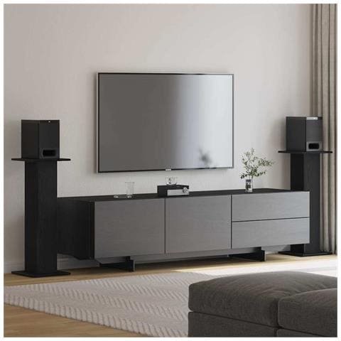 Supporti per Altoparlanti Legno Ingegnerizzato Rovere Nero - Foto 2