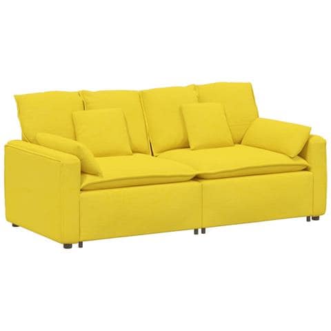 Divano Modulare con Cuscini Giallo Chiaro - Foto 1