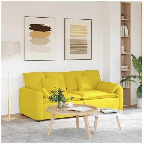 Divano Modulare con Cuscini Giallo Chiaro - Foto 2