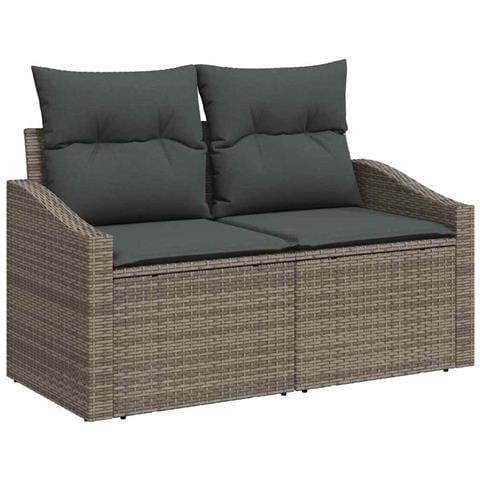 Set divani giardino 7 pezzi con cuscini grigio polirattan - Foto 1