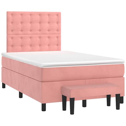 Giroletto a Molle con Materasso Rosa 120x190 cm in Velluto - Foto 1