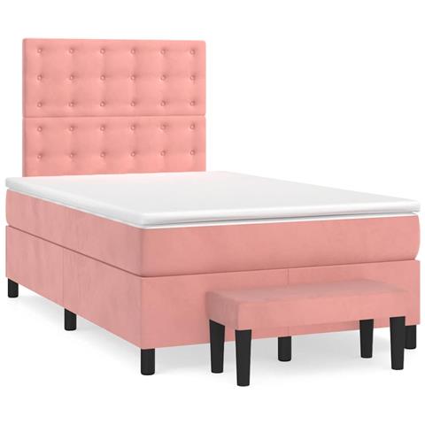 Giroletto a Molle con Materasso Rosa 120x190 cm in Velluto - Foto 2